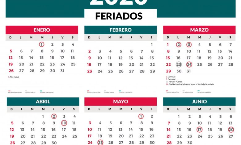 Feriados 2020: el año tendrá 19 feriados y 3 «puente»