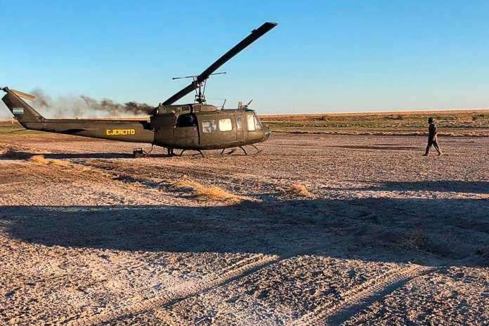 Casa de Piedra. Helicóptero del ejército se quedó sin combustible y aterrizó de emergencia