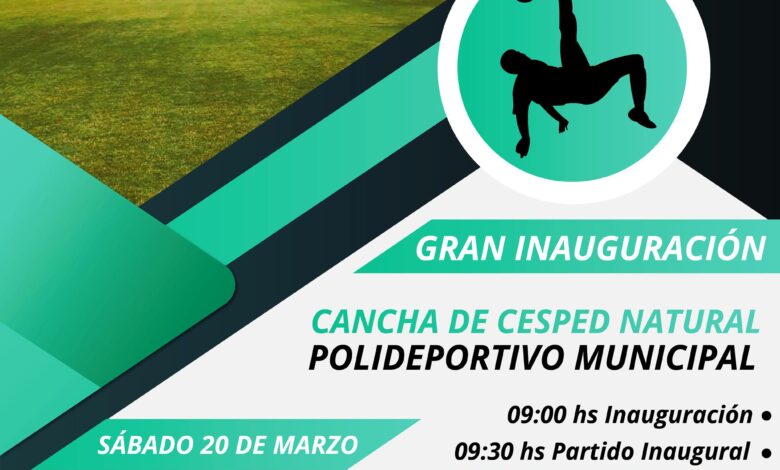 Todo listo para la inauguración de la cancha de césped del Polideportivo Municipal