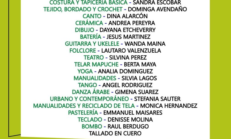 25 de Mayo-Inscripción a talleres culturales