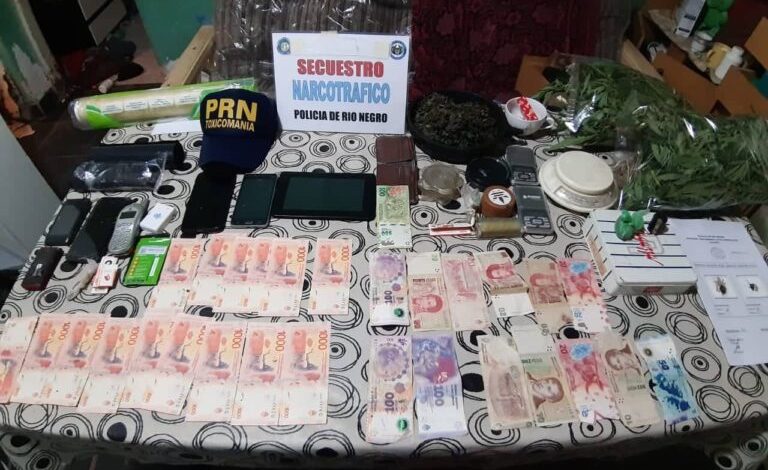 Catriel: en operativo antidrogas secuestran marihuana, dinero y celulares