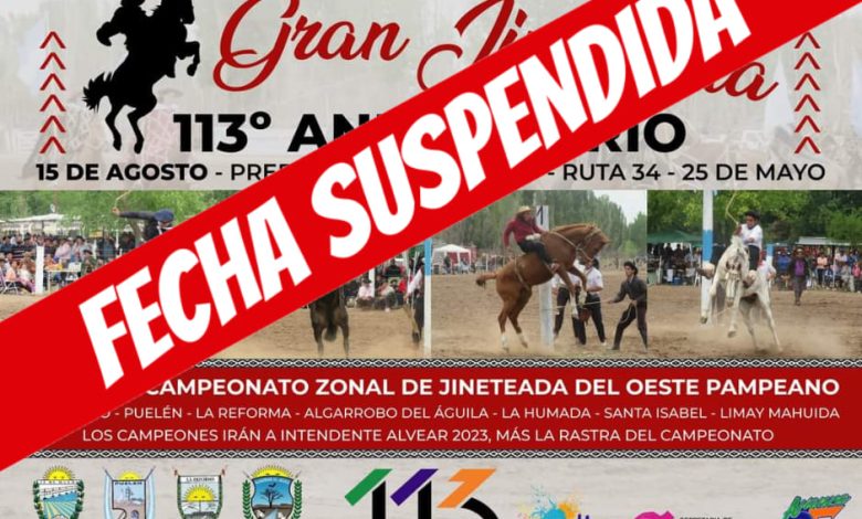 Se suspende la «Gran Jineteada 113° aniversario de 25 de Mayo»