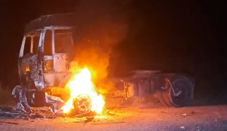 Un camión se quemó por completo sobre la Ruta Nacional 151