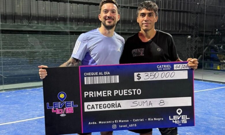 Fernández y Ramírez brillaron en Catriel y se consagraron campeones del Suma 8 de pádel