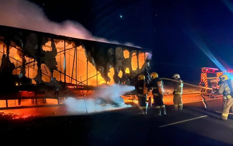 Ruta 151: se incendió un camión cerca de Puelén. Pérdidas totales